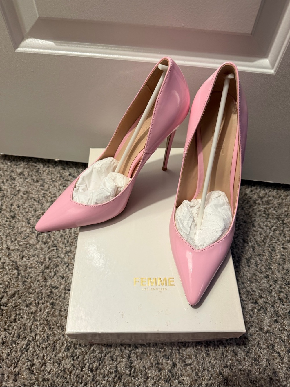 Classic Pink Patent Pointed-Toe Pumps - Picture 2 of 14